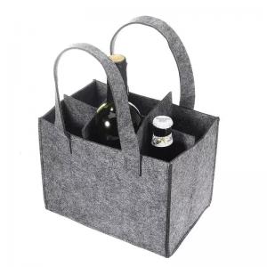  Wine Holder Beer Bottle Shopping Bag Reusable Bottle Carrier Felt Bag With 6 Compartments 