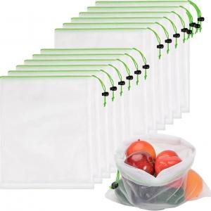 RPET Fruit Net Bags For Shopping Reusable Mesh Bags For Vegetables Golf Ball Bag